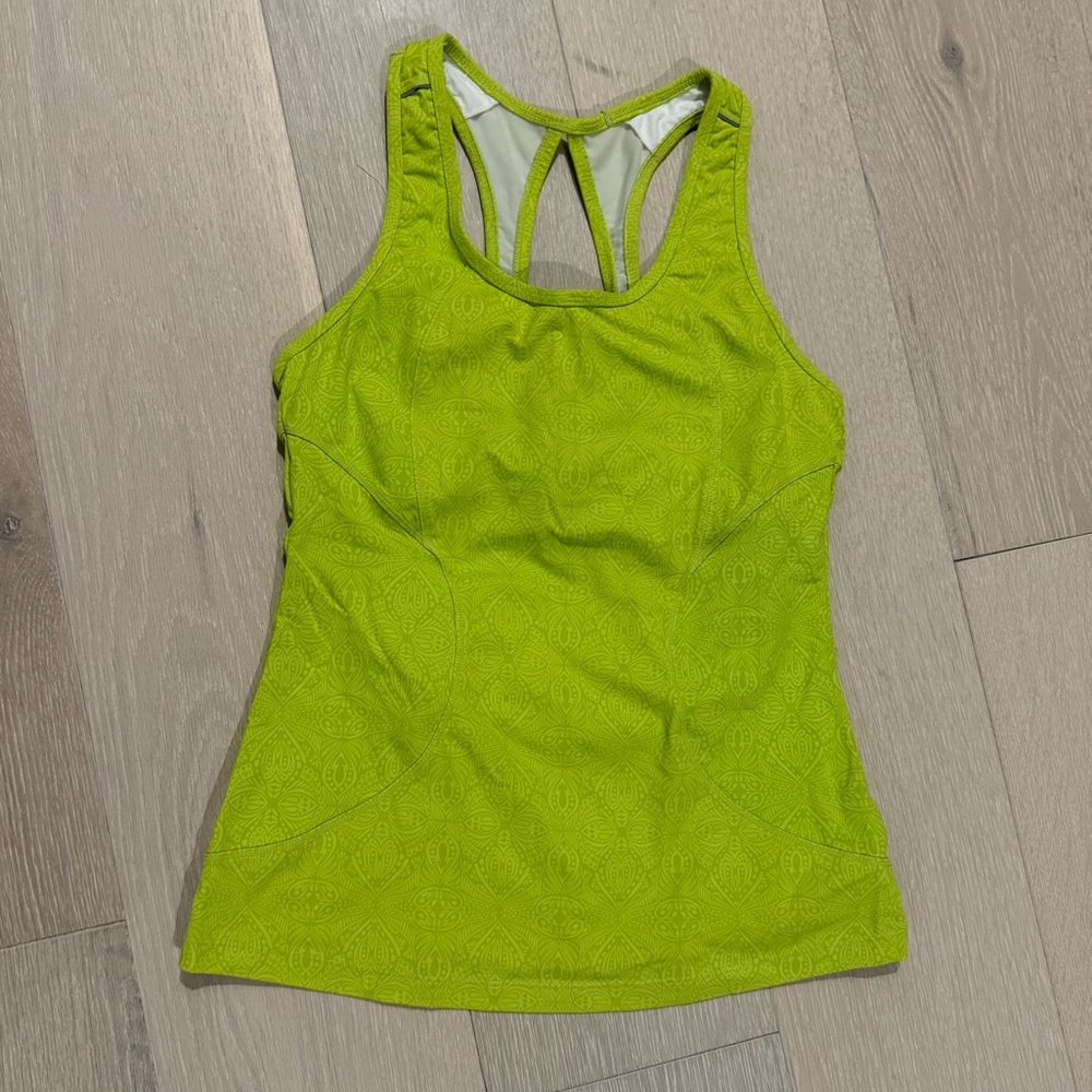 Athleta Lime Green Active Tank with Shelf Bra
